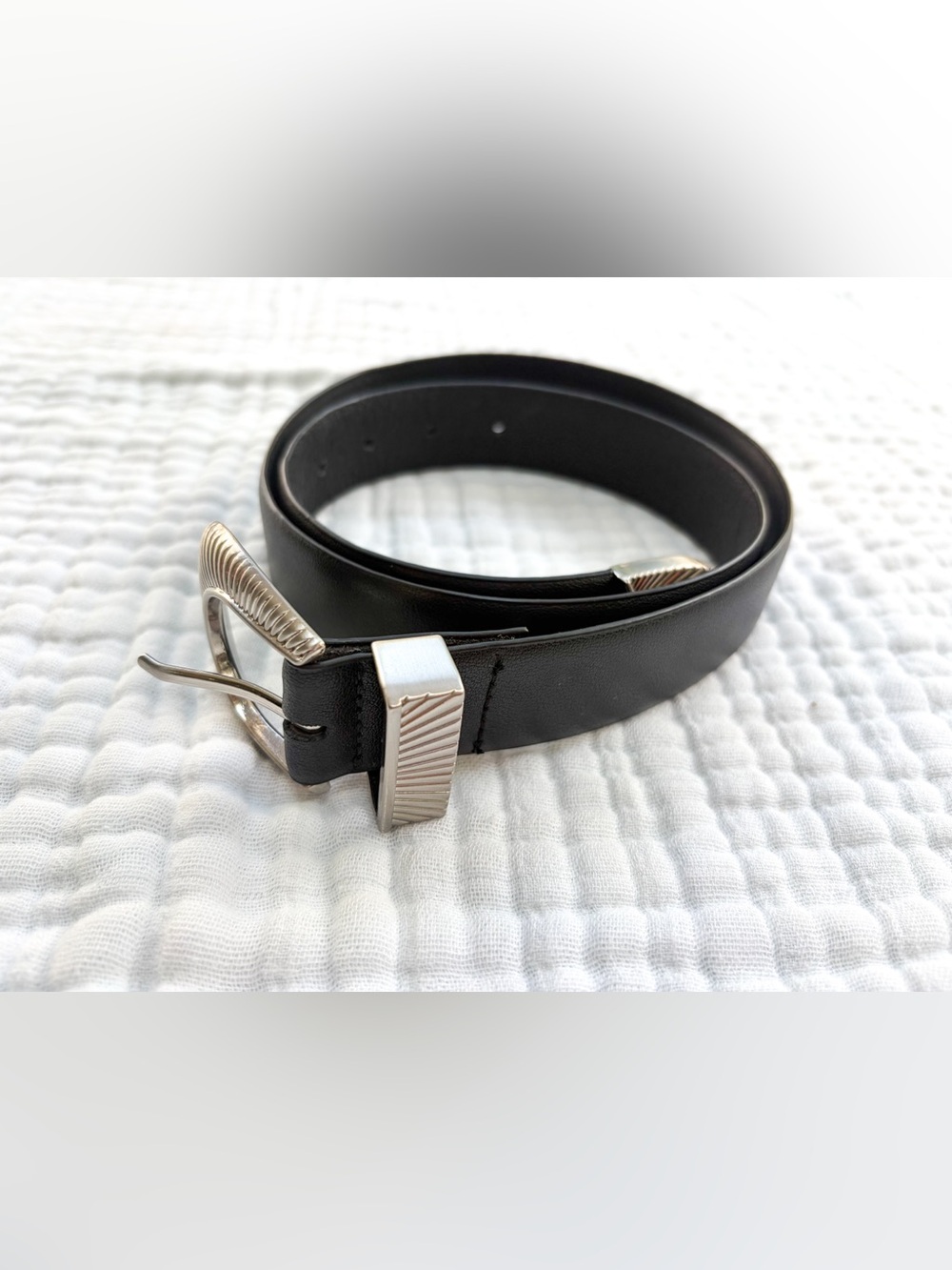 Jason Wu Black Belt Silver Tone Western Buckle Statement Women’s 28-35